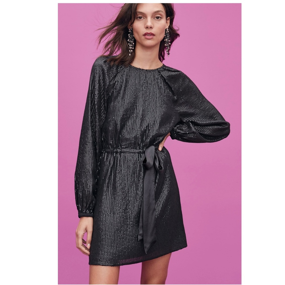 Something Navy Sequin Raglan Minidress Black